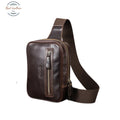 Genuine Leather Mens Casual Sling/Chest Bag Coffee Belt Bags