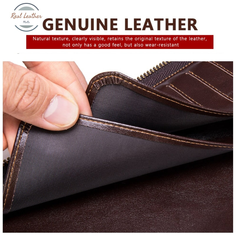 Genuine Leather Mens Clutch Bags For Document A4