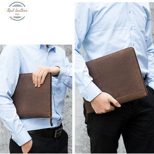 Genuine Leather Mens Clutch Bags For Document A4