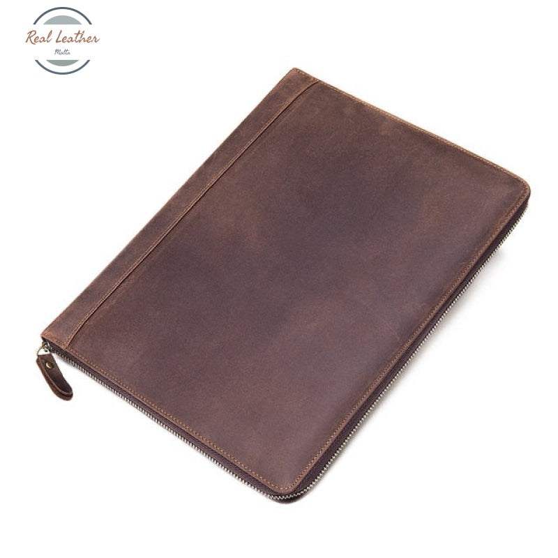 Genuine Leather Mens Clutch Bags For Document A4 Coffee
