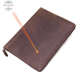 Genuine Leather Mens Clutch Bags For Document A4 Coffee + Logo