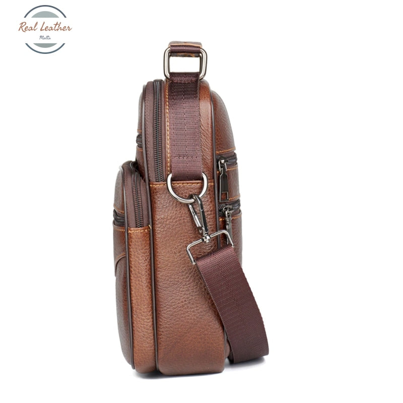 Genuine Leather Mens Daily Crossbody Bag