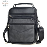 Genuine Leather Mens Daily Crossbody Bag Black