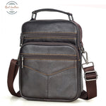 Genuine Leather Mens Daily Crossbody Bag Coffee