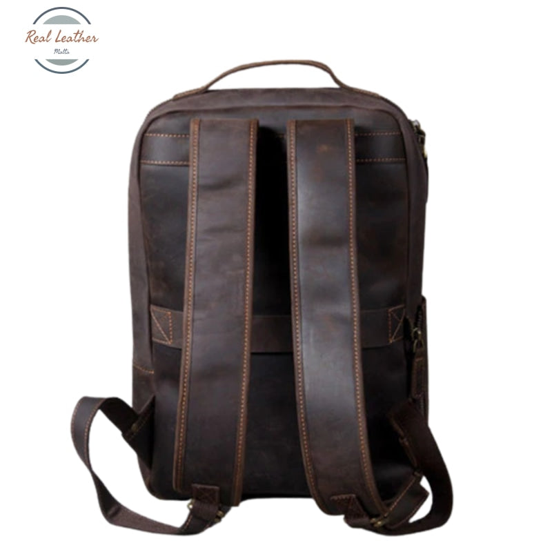 Genuine Leather Mens Daily Large Capacity Laptop Bag Backpacks