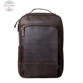 Genuine Leather Mens Daily Large Capacity Laptop Bag Coffee Backpacks