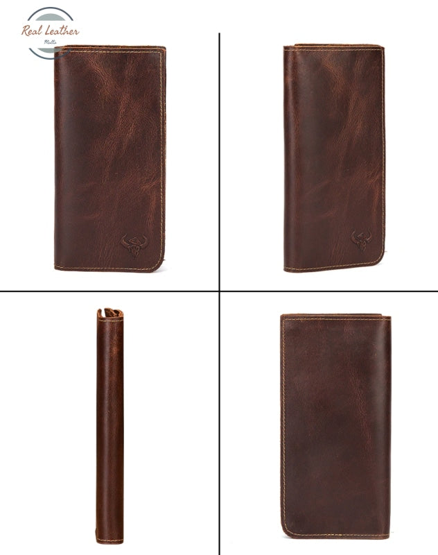 Genuine Leather Mens Fashion Long Wallet