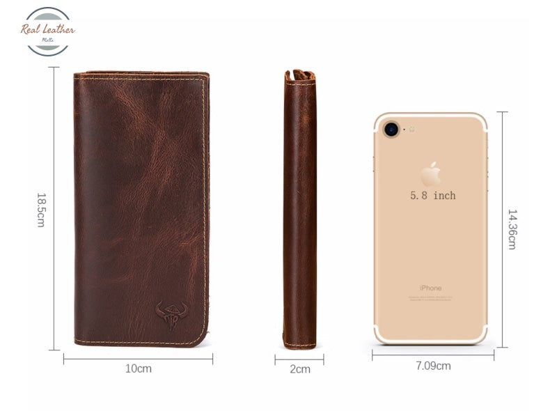 Genuine Leather Mens Fashion Long Wallet
