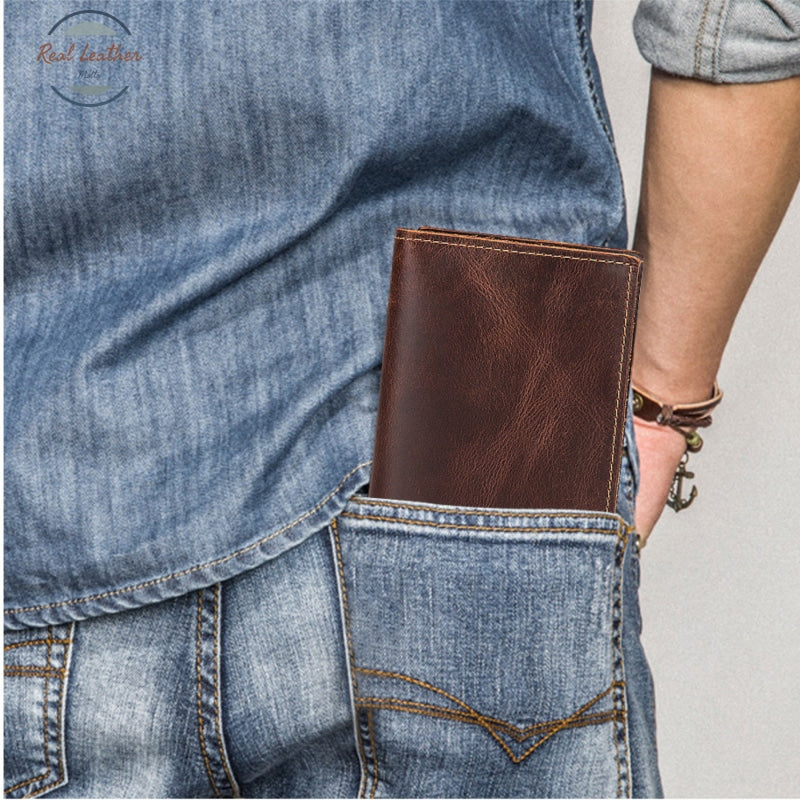 Genuine Leather Mens Fashion Long Wallet