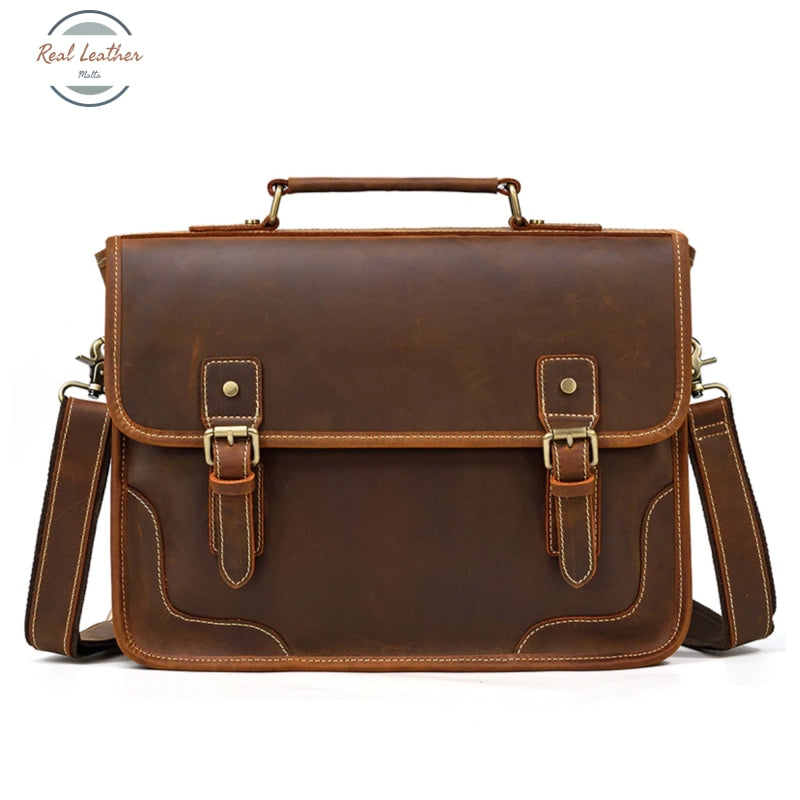 Genuine Leather Mens Large Capacity Business Briefcase/Handbag Coffee Briefcases