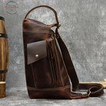 Genuine Leather Mens Stylish Crossbody Bag Dark Brown