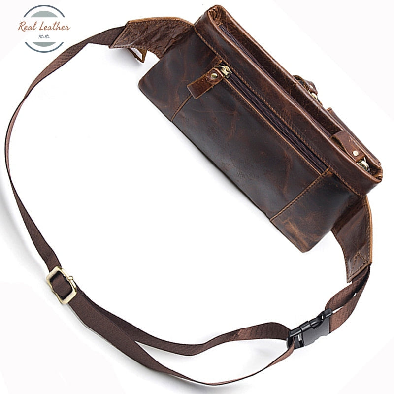 Genuine Leather Mens Travel Belt Bag