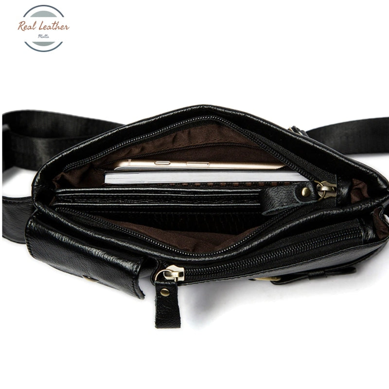 Genuine Leather Mens Travel Belt Bag