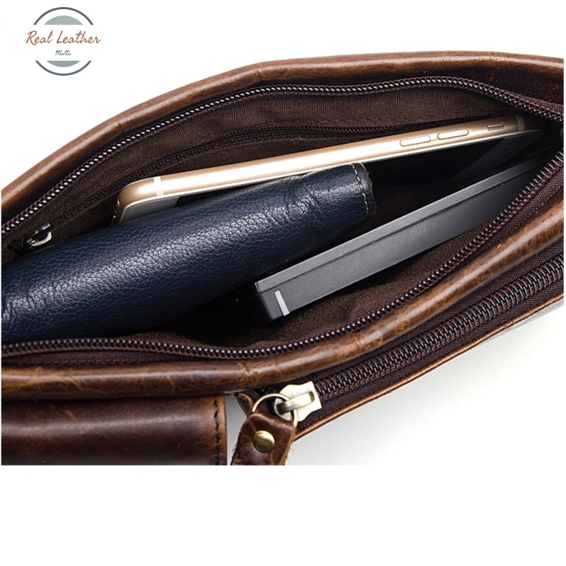 Genuine Leather Mens Travel Belt Bag