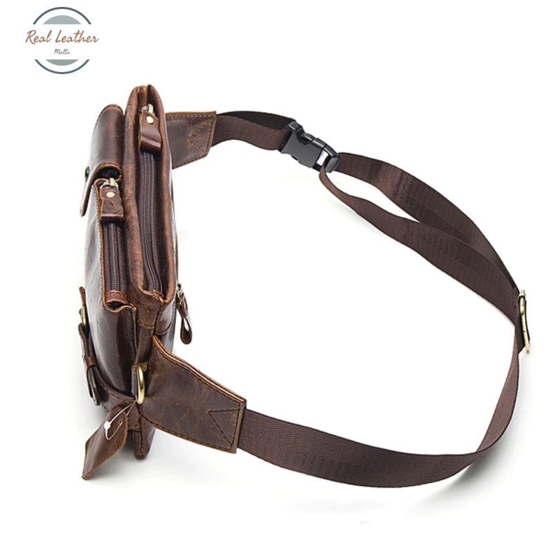 Genuine Leather Mens Travel Belt Bag