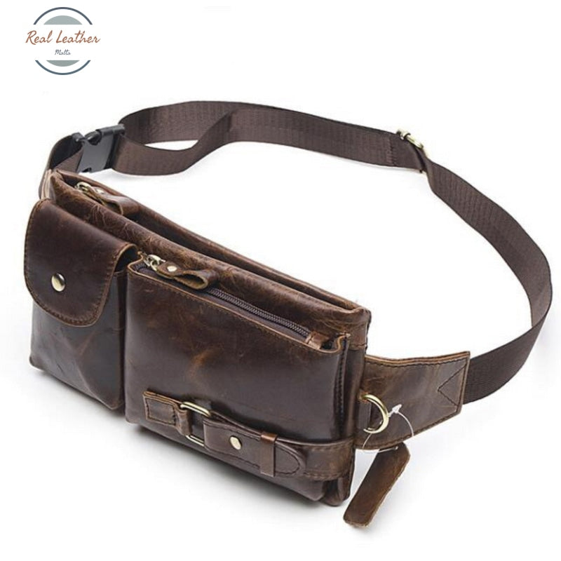 Genuine Leather Mens Travel Belt Bag