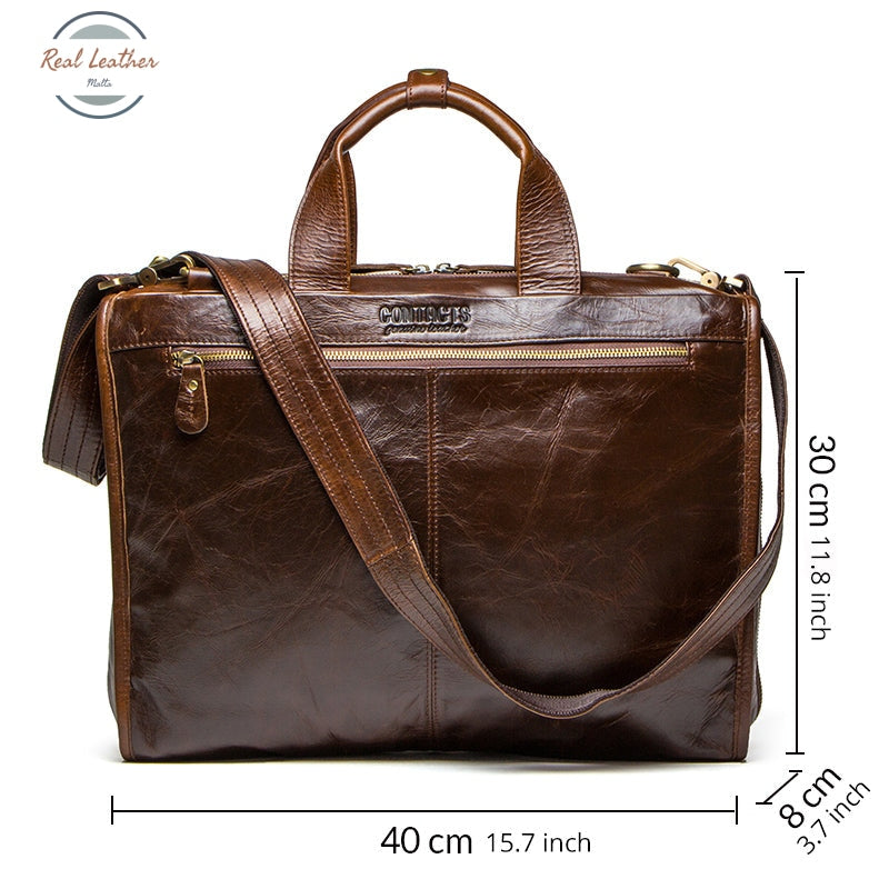 Genuine Leather Mens Vintage 15-Inch Briefcase