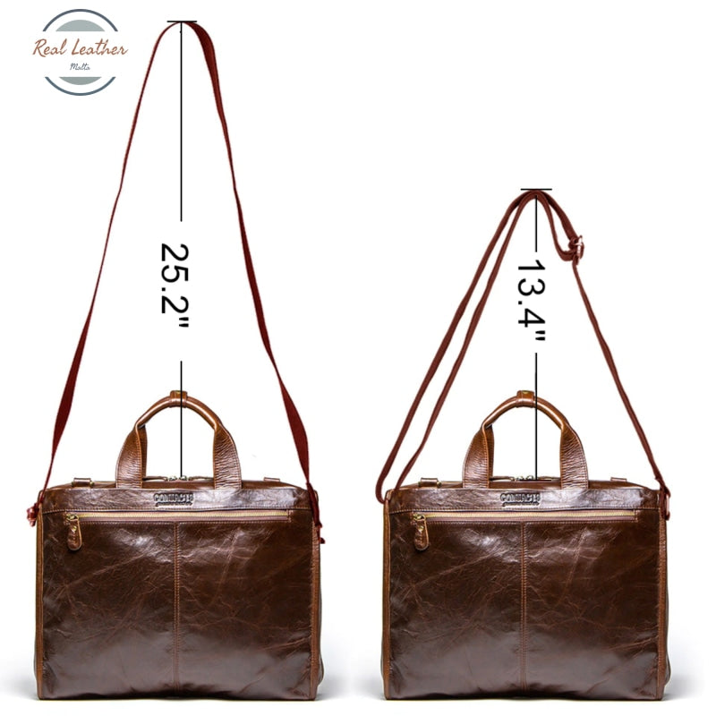 Genuine Leather Mens Vintage 15-Inch Briefcase