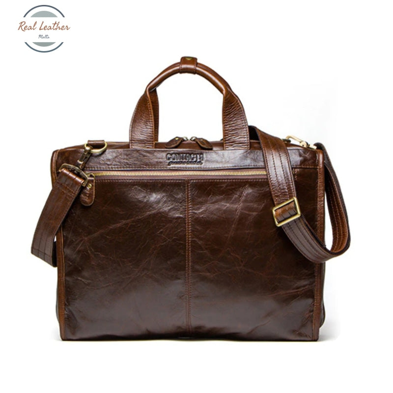 Genuine Leather Mens Vintage 15-Inch Briefcase