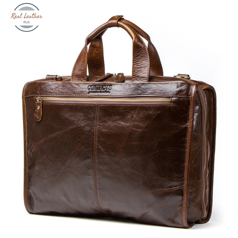 Genuine Leather Mens Vintage 15-Inch Briefcase
