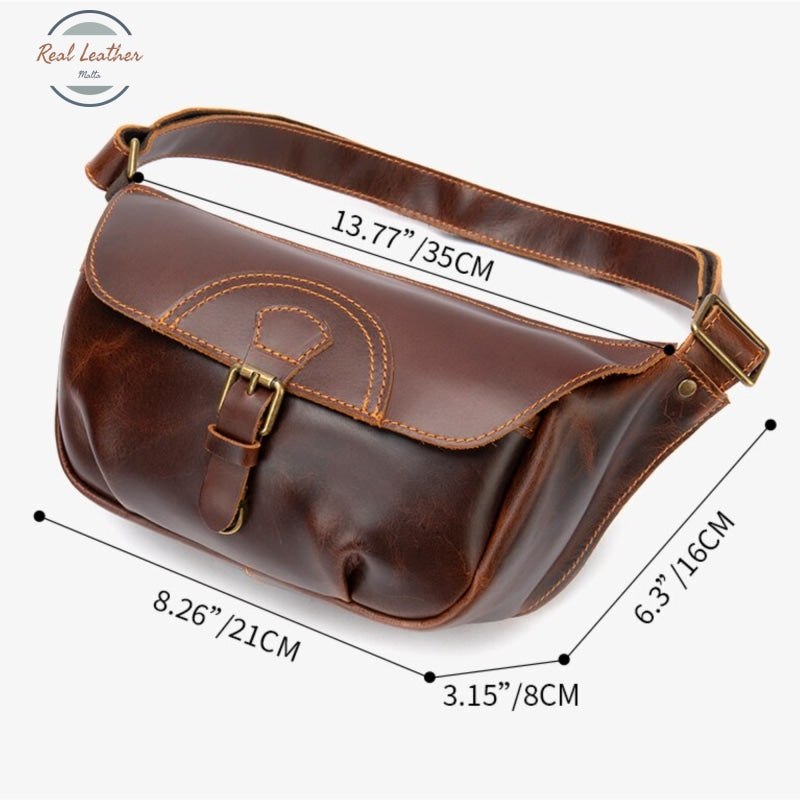 Genuine Leather Mens Vintage Belt Bag