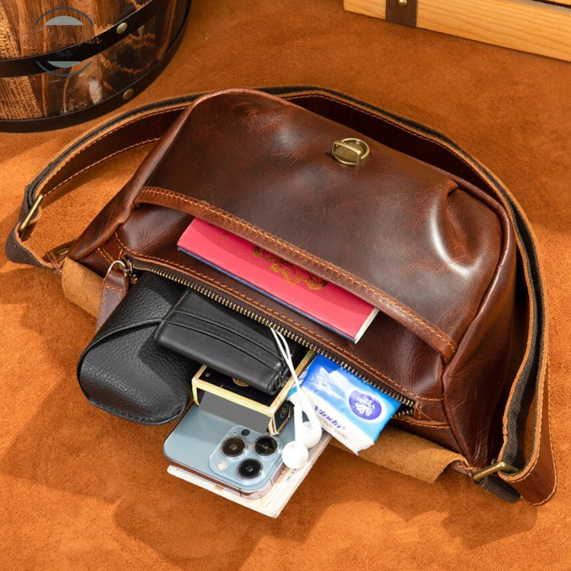 Genuine Leather Mens Vintage Belt Bag