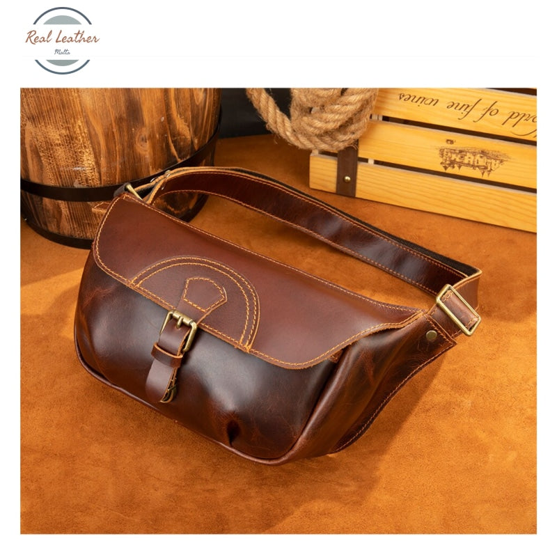 Genuine Leather Mens Vintage Belt Bag