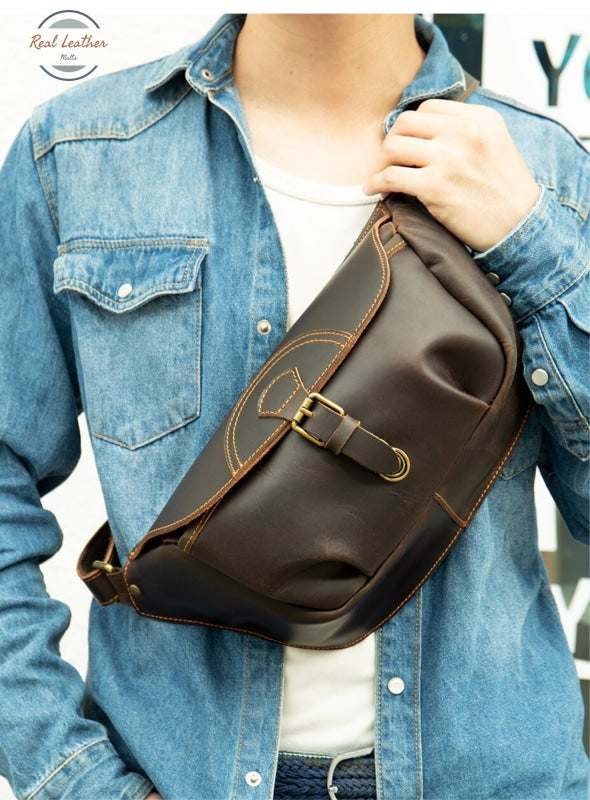 Genuine Leather Mens Vintage Belt Bag