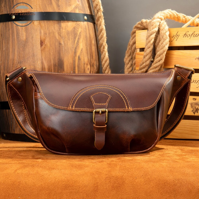 Genuine Leather Mens Vintage Belt Bag