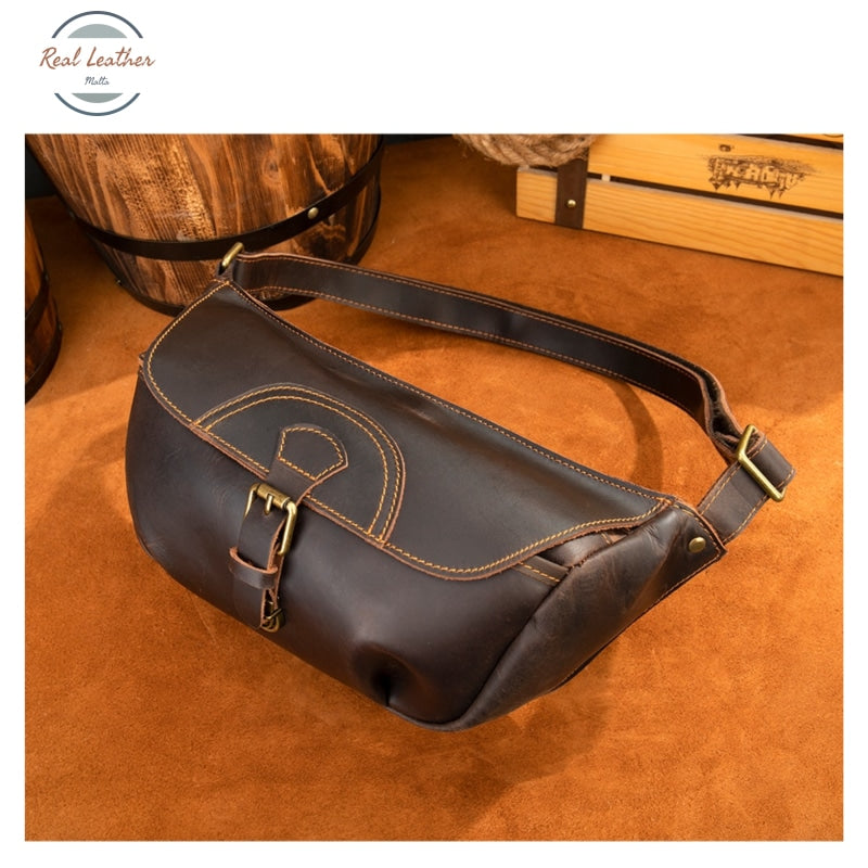 Genuine Leather Mens Vintage Belt Bag