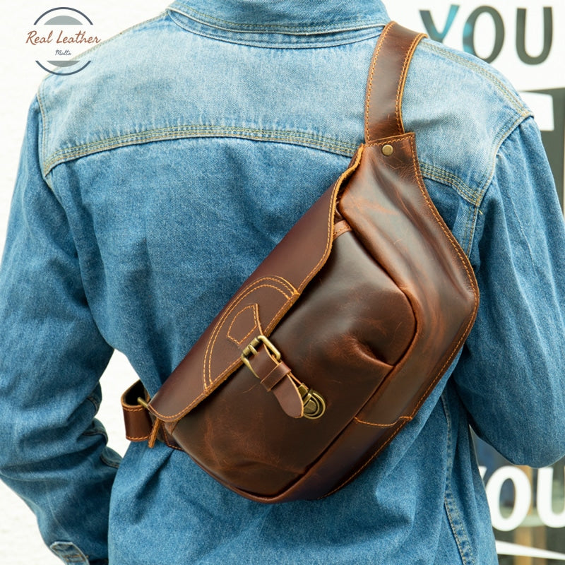 Genuine Leather Mens Vintage Belt Bag