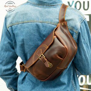 Genuine Leather Mens Vintage Belt Bag