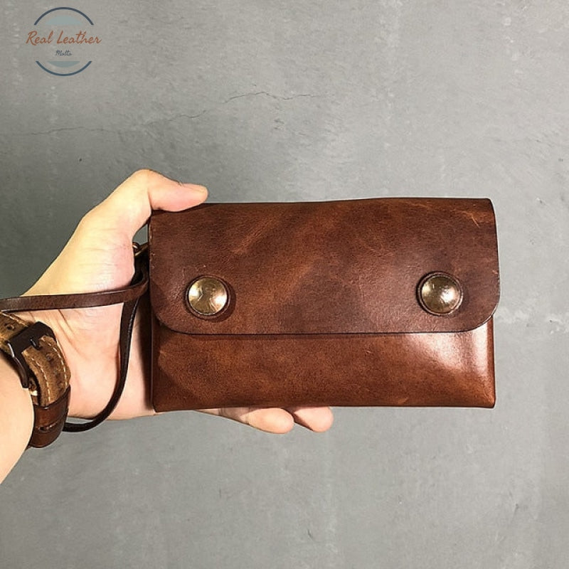 Genuine Leather Mens Vintage Clutch Wallet