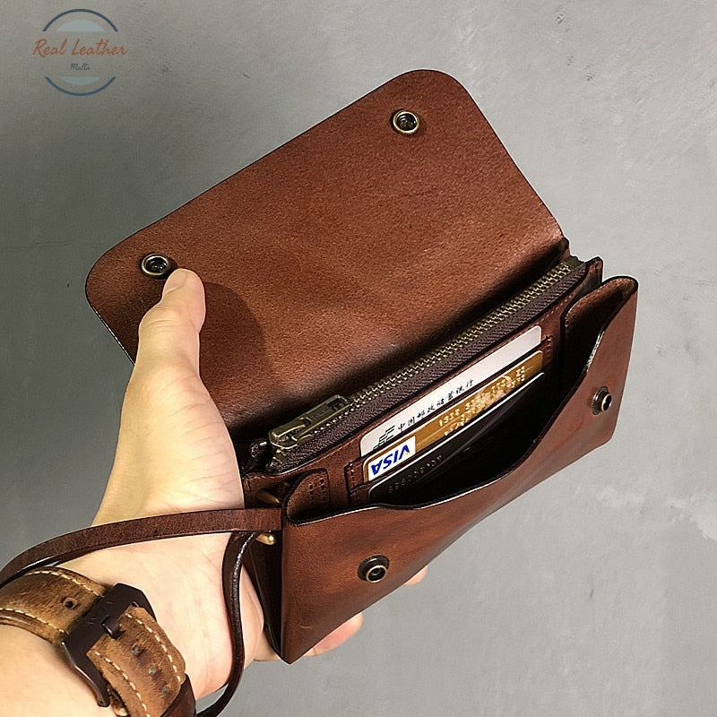 Genuine Leather Mens Vintage Clutch Wallet