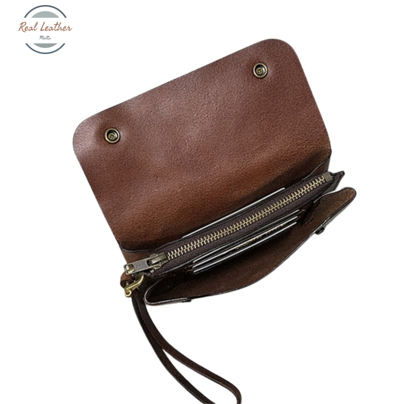 Genuine Leather Mens Vintage Clutch Wallet