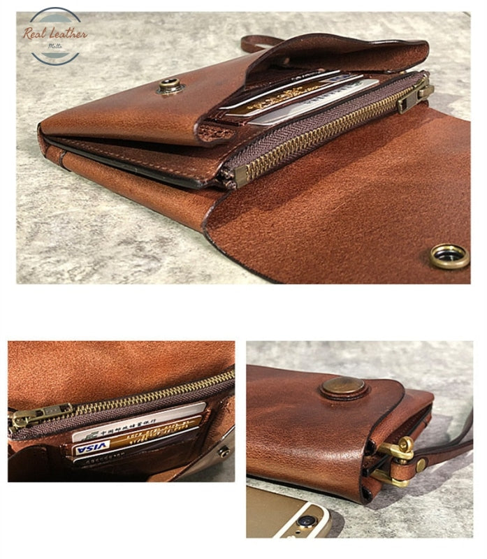 Genuine Leather Mens Vintage Clutch Wallet
