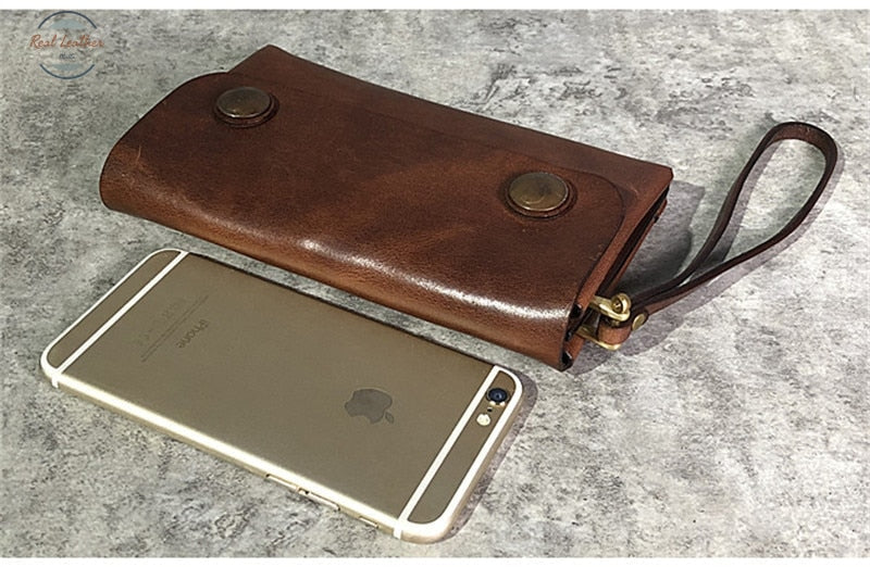 Genuine Leather Mens Vintage Clutch Wallet