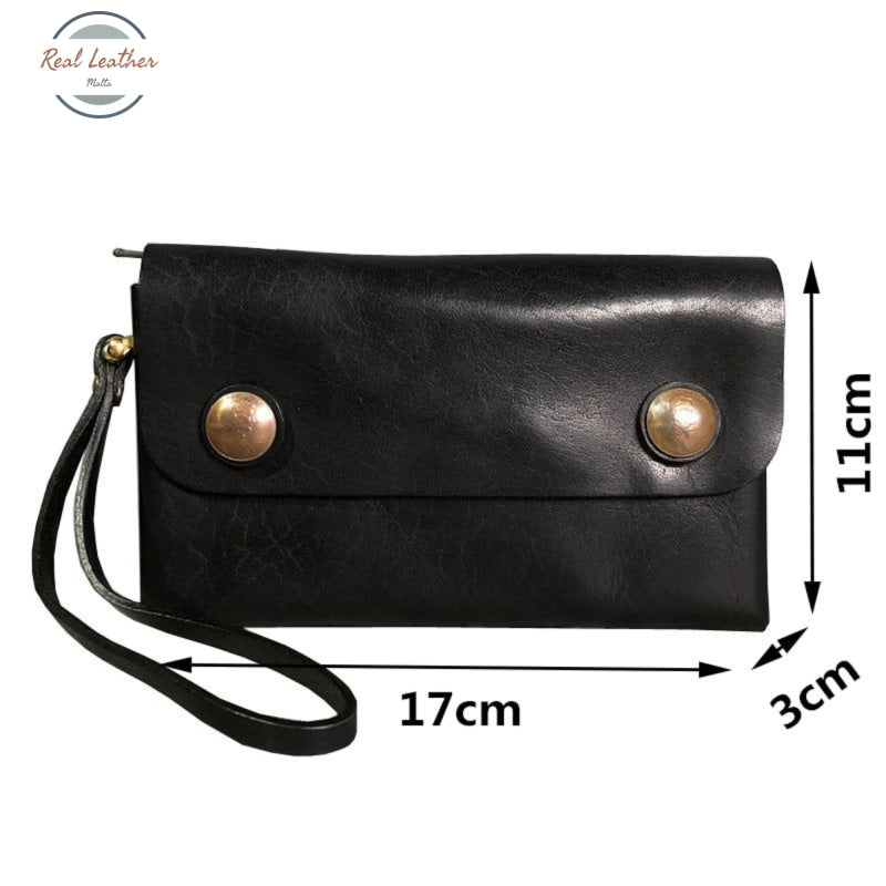 Genuine Leather Mens Vintage Clutch Wallet