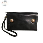 Genuine Leather Mens Vintage Clutch Wallet Black