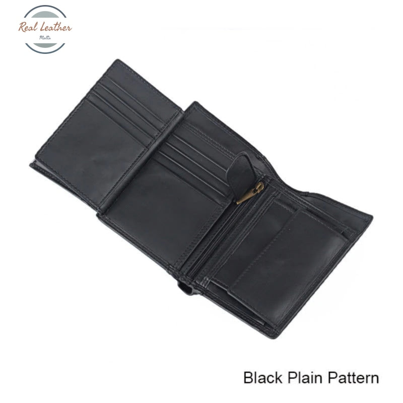 Genuine Leather Mens Vintage Trifold Wallet