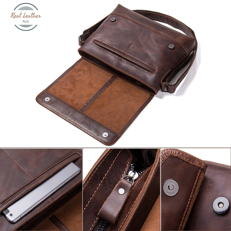 Genuine Leather Messenger Bag For Men
