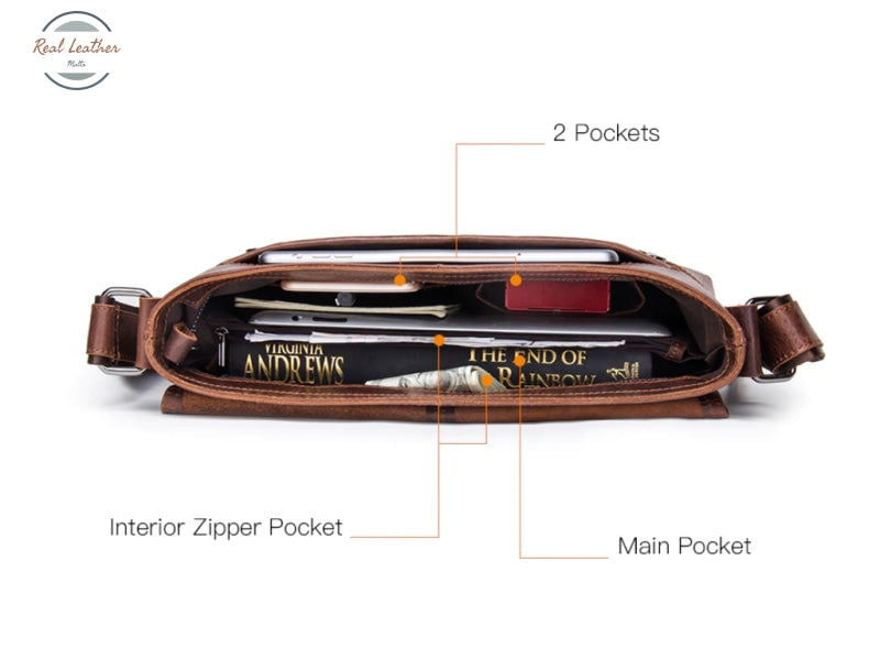 Genuine Leather Messenger Bag For Men