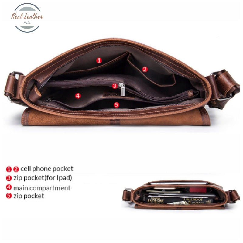Genuine Leather Messenger Bag For Men