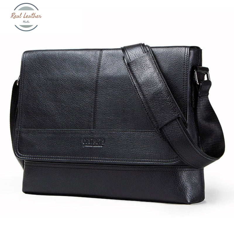 Genuine Leather Messenger Bag For Men Black