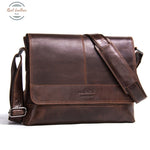 Genuine Leather Messenger Bag For Men Darkbrown