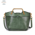 Johnature Versatile Genuine Leather Handbag Vintage Natural Cowhide Women Bag Leisure Solid Color