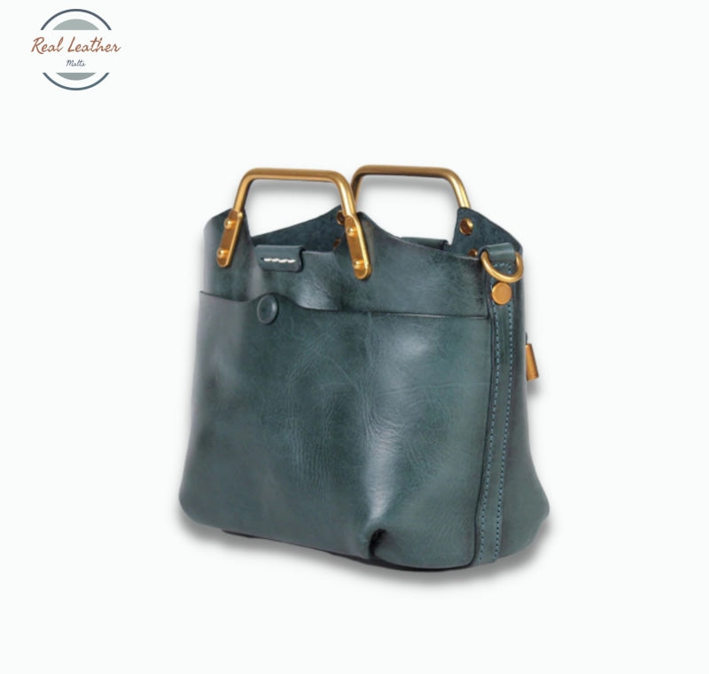 Johnature Versatile Genuine Leather Handbag Vintage Natural Cowhide Women Bag Leisure Solid Color
