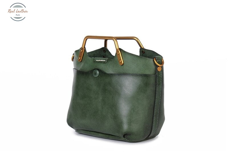 Johnature Versatile Genuine Leather Handbag Vintage Natural Cowhide Women Bag Leisure Solid Color