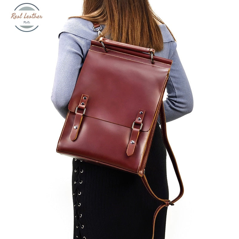 Genuine Leather Minimalist Ladies Backpack