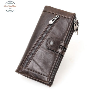 Genuine Leather Multi-Functional Clutch Wallet Coffee